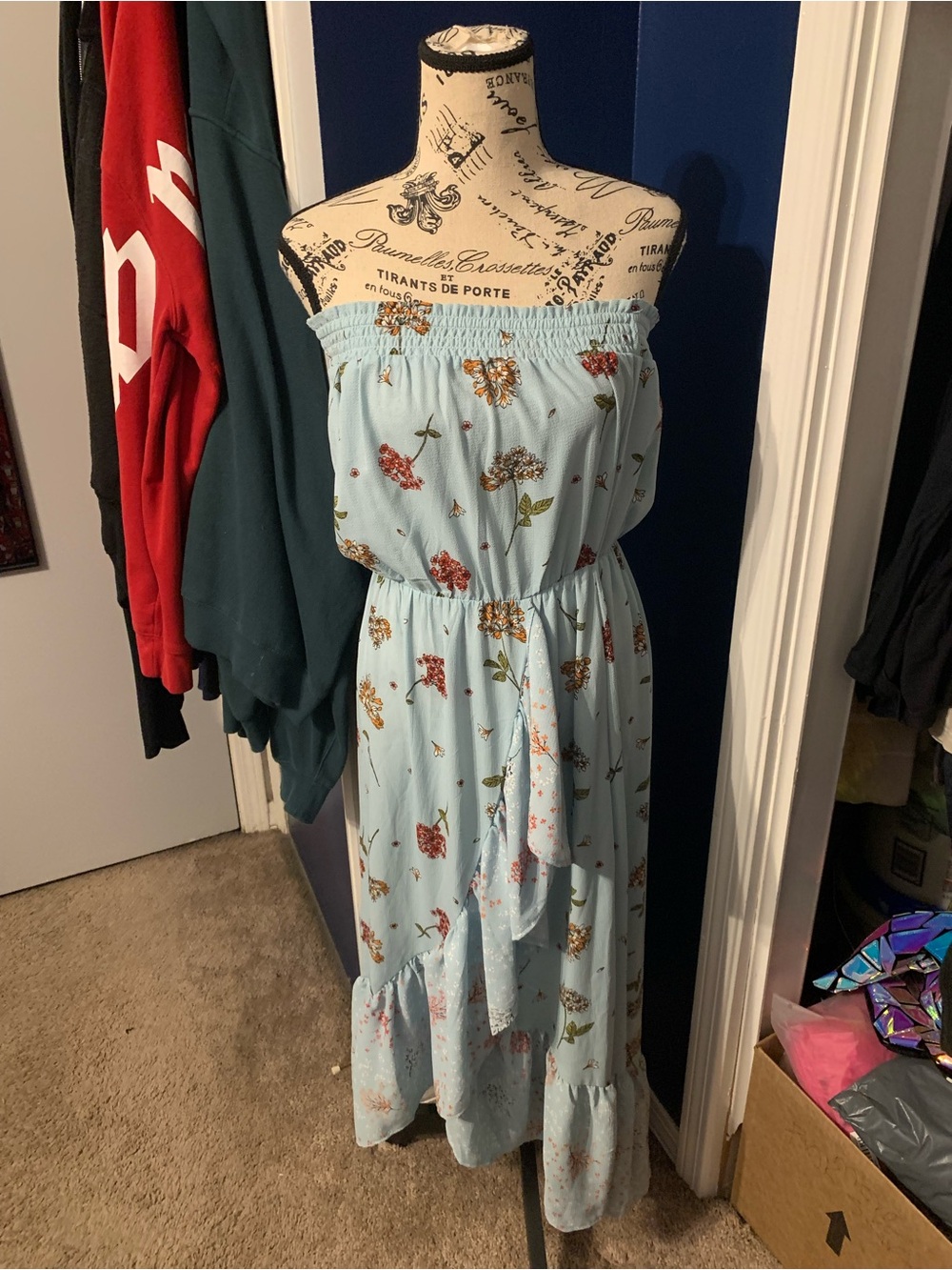 Forever 21 Light Blue Floral Maxi Dress